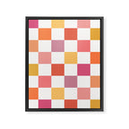 Orange, Pink & Yellow Checkered Pattern Framed Canvas Print Gallery Image 6