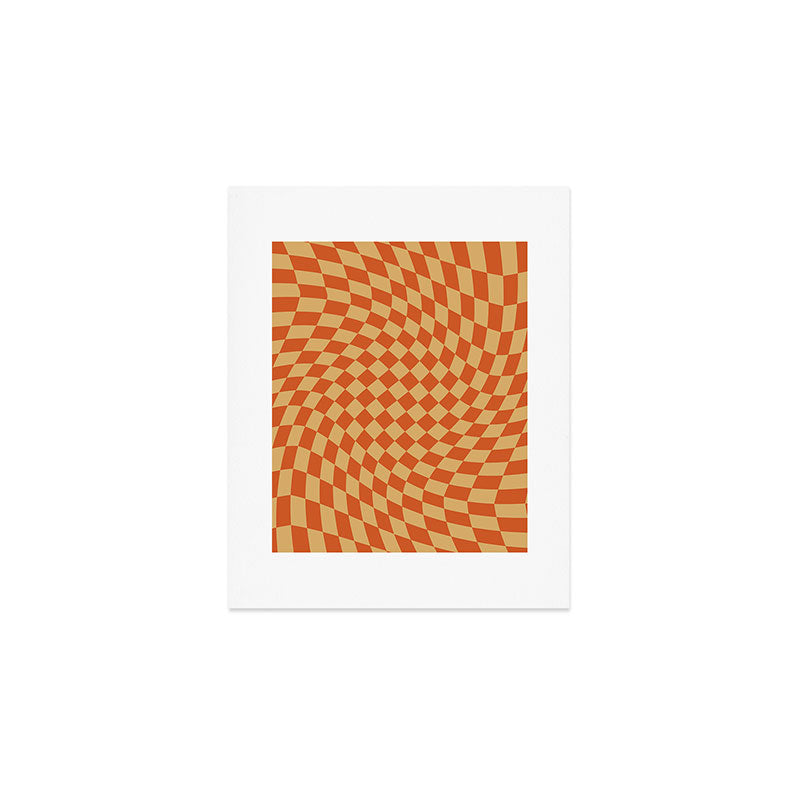 Orange Sunset Checker Art Print Gallery Image 1
