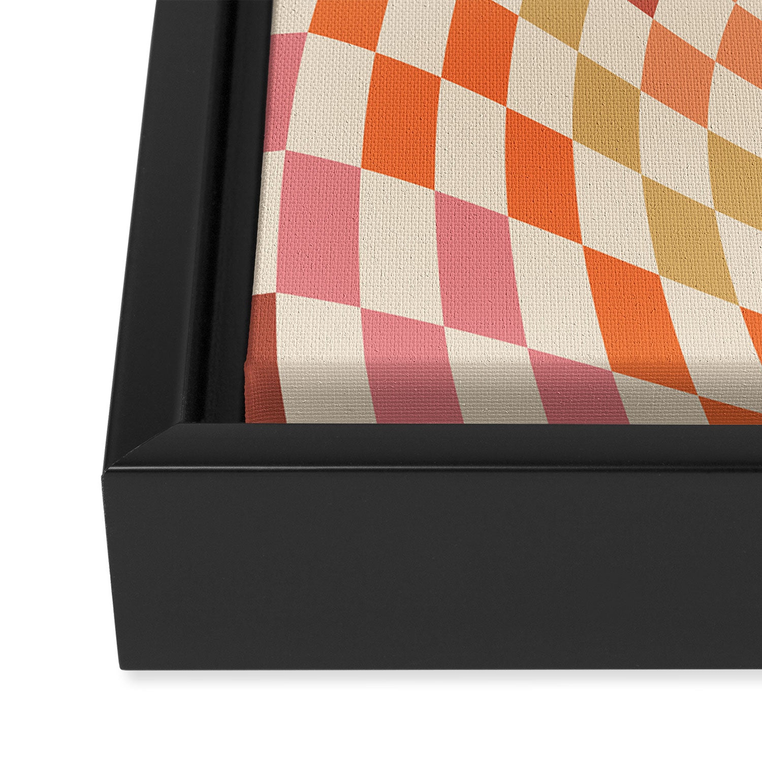 Orange, Yellow & Pink  Swirl Checker Framed Canvas Print Gallery Image 3