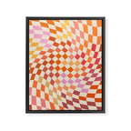 Orange, Yellow & Pink  Swirl Checker Framed Canvas Print Gallery Image 6