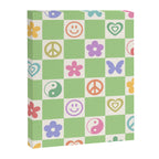 Peace & Love Retro Nostalgia Green Checker Canvas Print Gallery Image 6