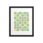 Peace & Love Retro Nostalgia Green Checker Framed Art Print Gallery Image 5