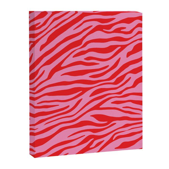 Pink On Red Zebra Animal Print Canvas Print Gallery Image 1