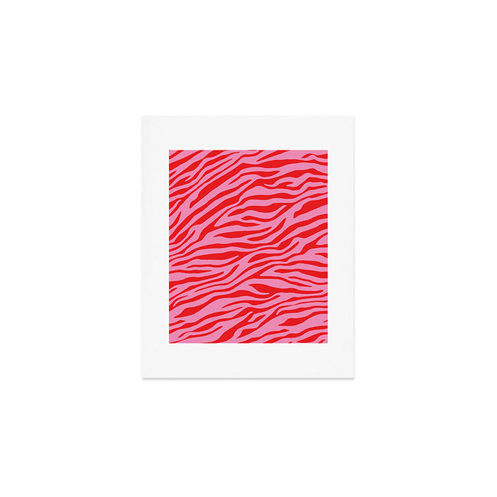 Pink On Red Zebra Animal Print Art Print Gallery Image 1