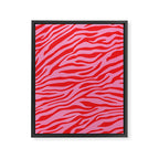 Pink On Red Zebra Animal Print Framed Canvas Print Gallery Image 6