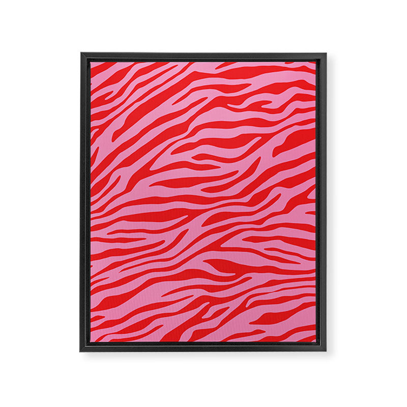 Pink On Red Zebra Animal Print Framed Canvas Print Gallery Image 6