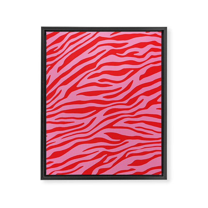 Pink On Red Zebra Animal Print Framed Canvas Print Gallery Image 1