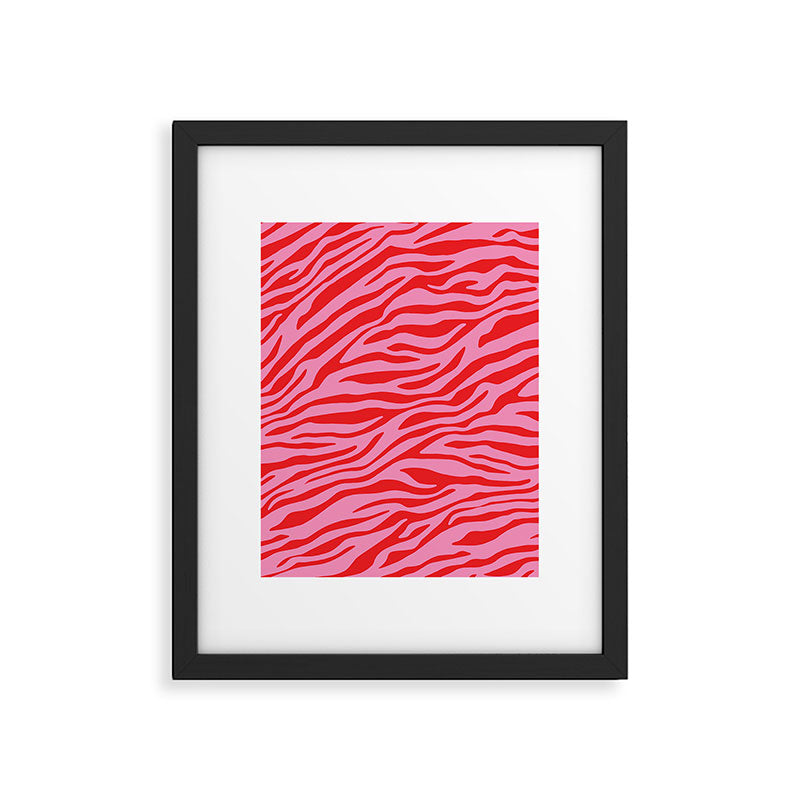 Pink On Red Zebra Animal Print Framed Art Print Gallery Image 5