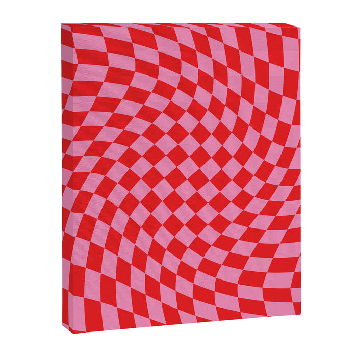 Pink & Red Checker Canvas Print Gallery Image 1