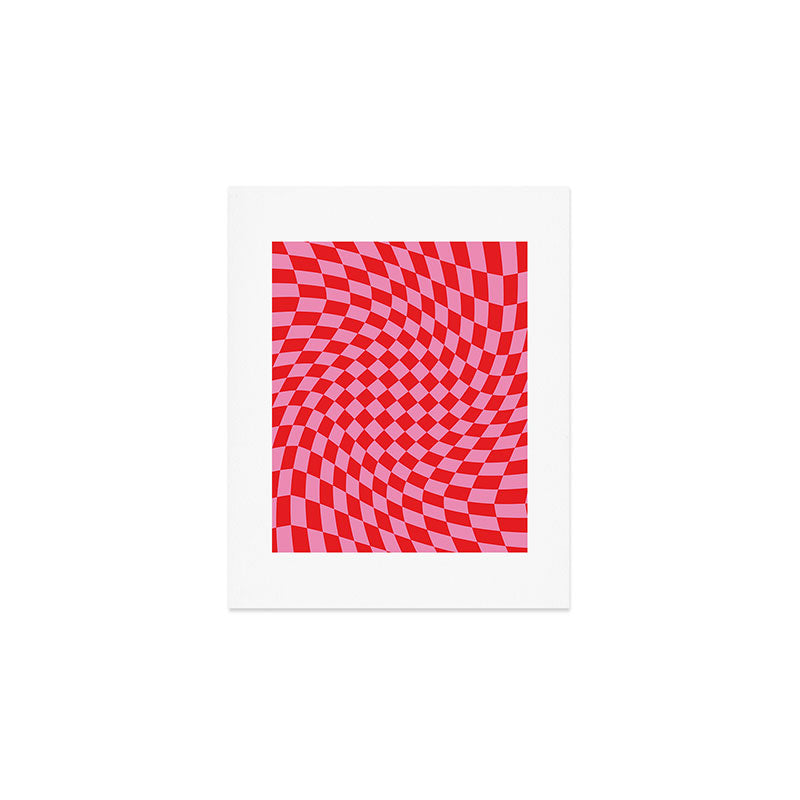 Pink & Red Checker Art Print Gallery Image 1