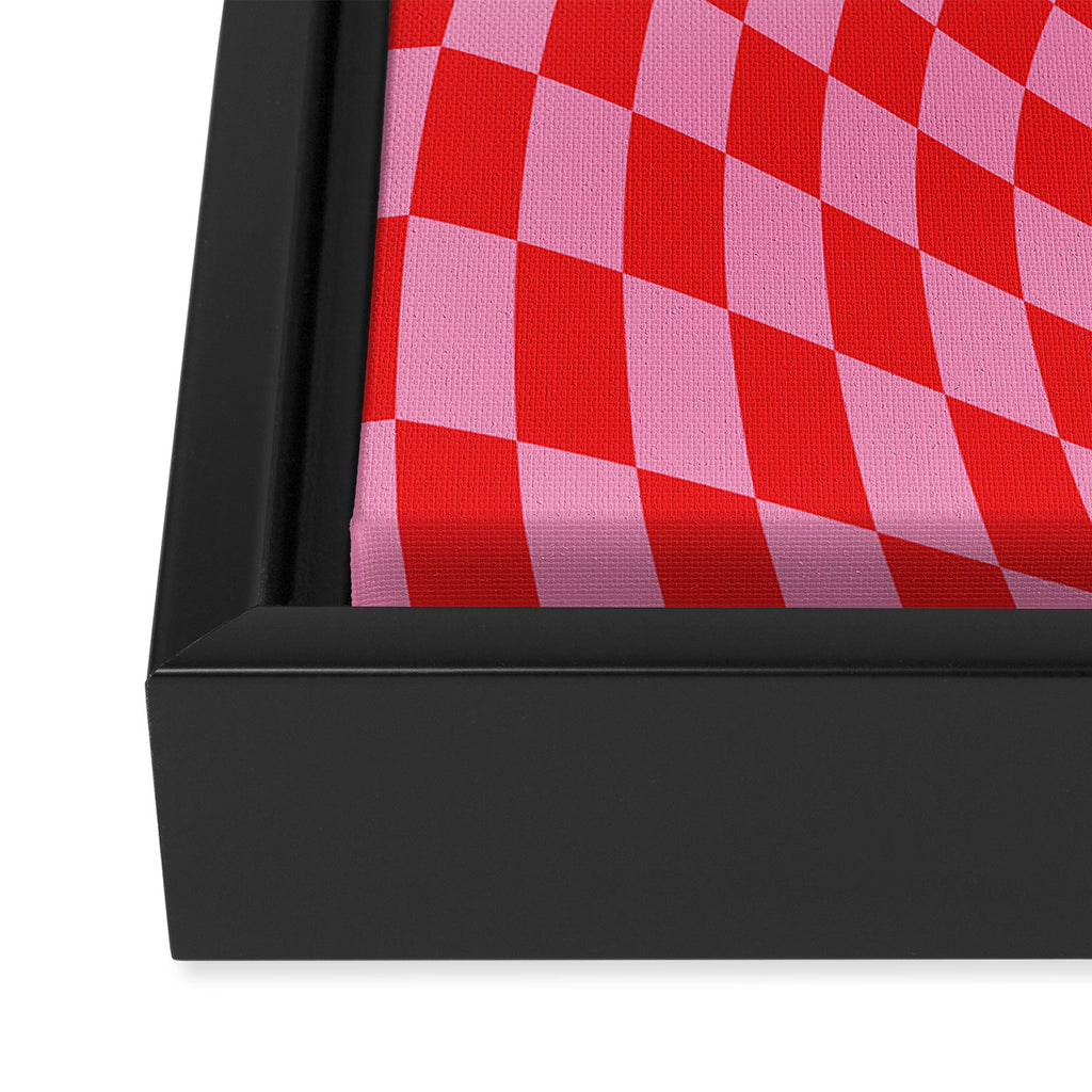 Pink & Red Checker Framed Canvas Print Gallery Image 3