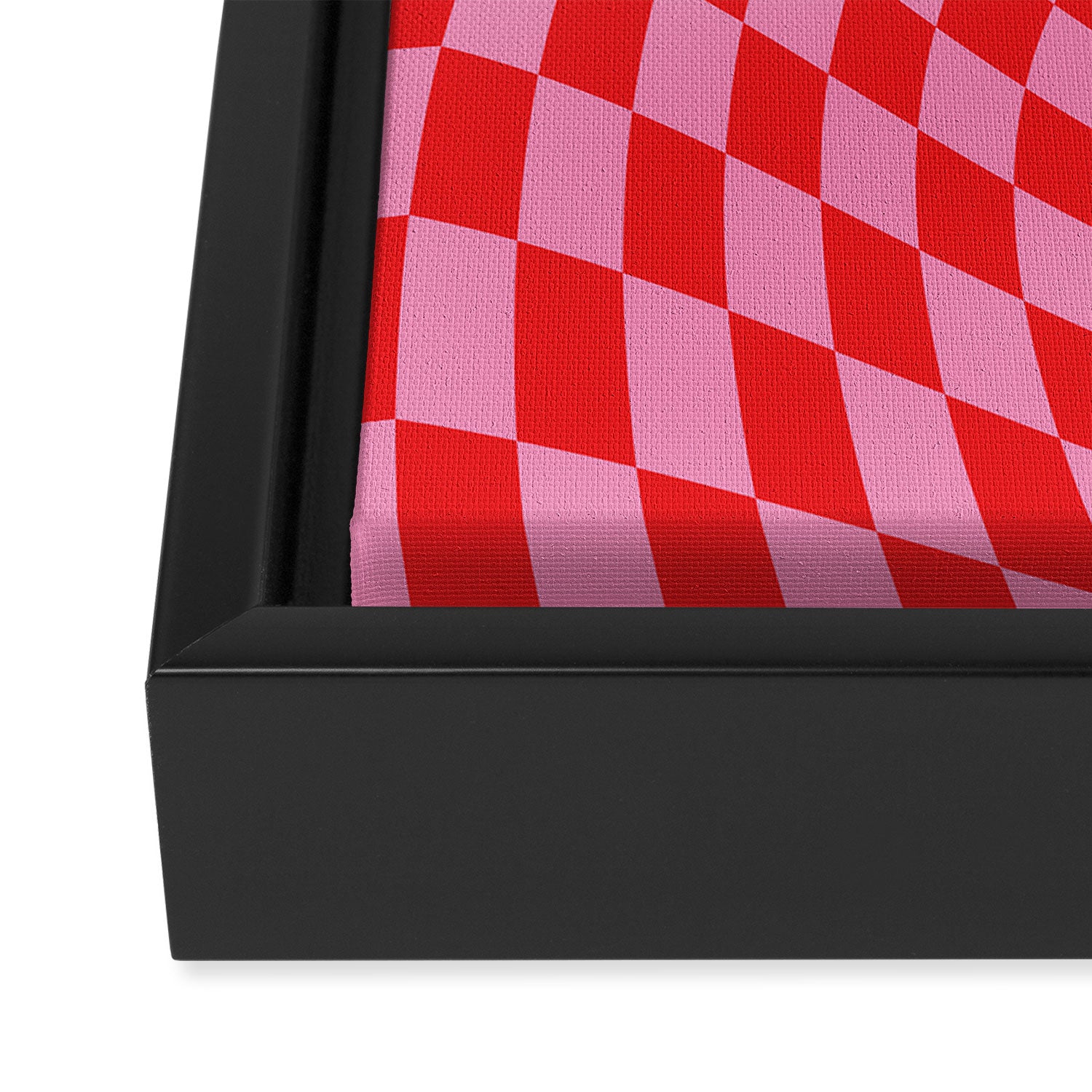 Pink & Red Checker Framed Canvas Print Gallery Image 3