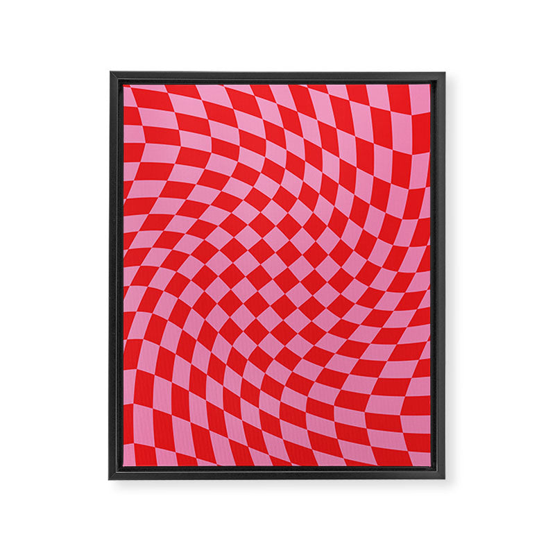 Pink & Red Checker Framed Canvas Print Gallery Image 6