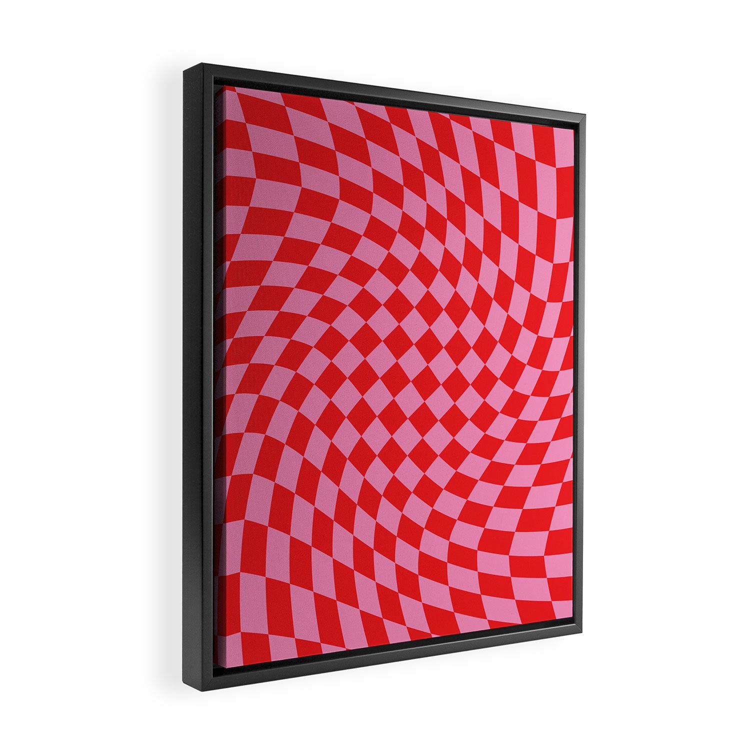 Pink & Red Checker Framed Canvas Print Gallery Image 2