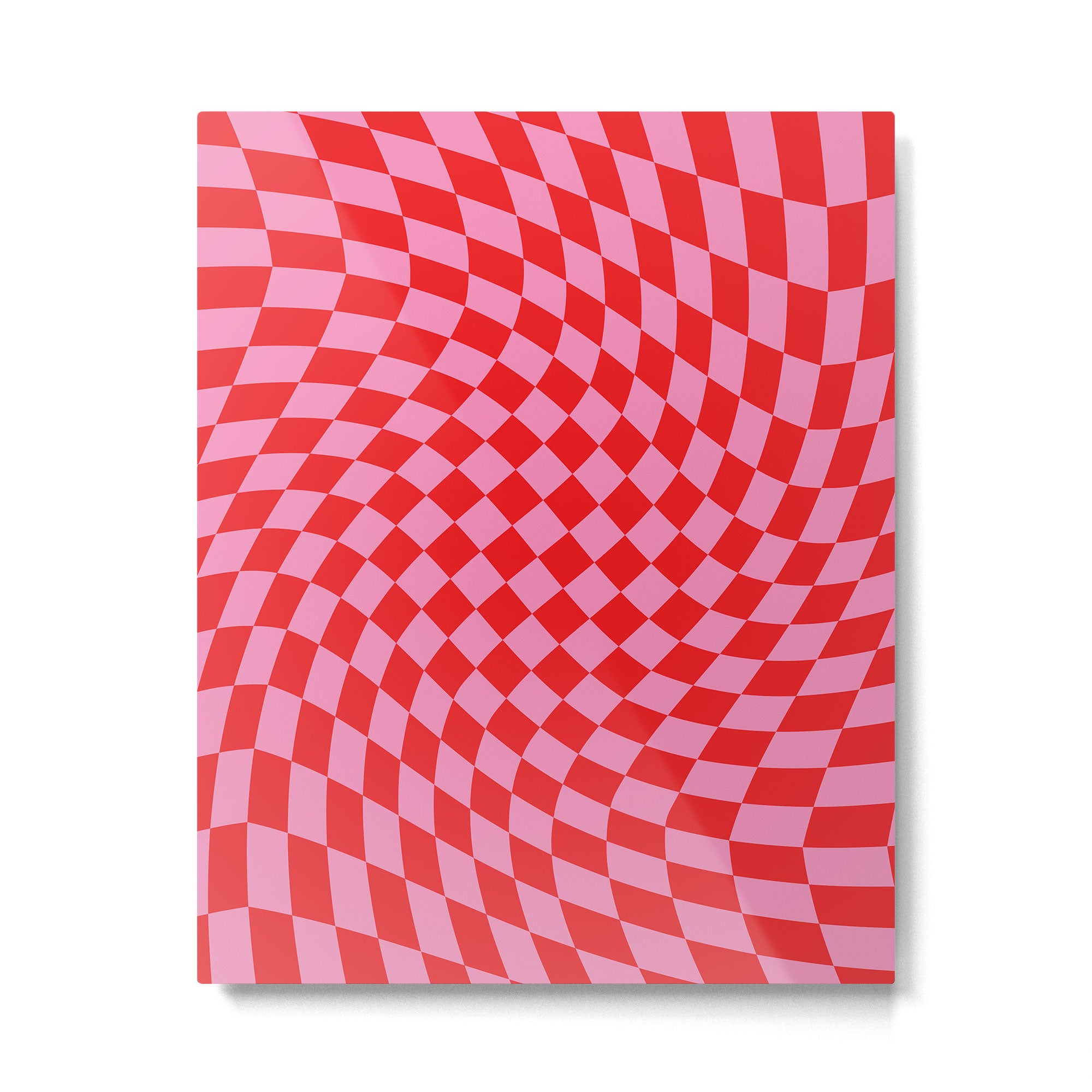 Pink & Red Checker Metal Print Gallery Image 4