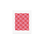 Pink & Red Checkerboard Flower Pattern Art Print Gallery Image 1