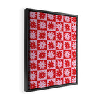 Pink & Red Checkerboard Flower Pattern Framed Canvas Print Gallery Image 2
