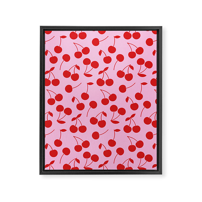 Pink & Red Cherries Framed Canvas Print Gallery Image 1