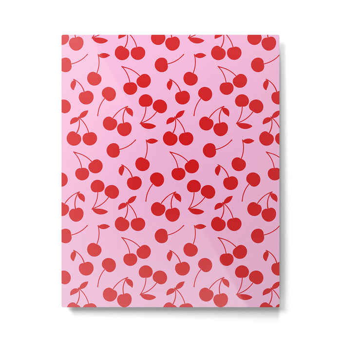 Pink & Red Cherries Metal Print Gallery Image 1