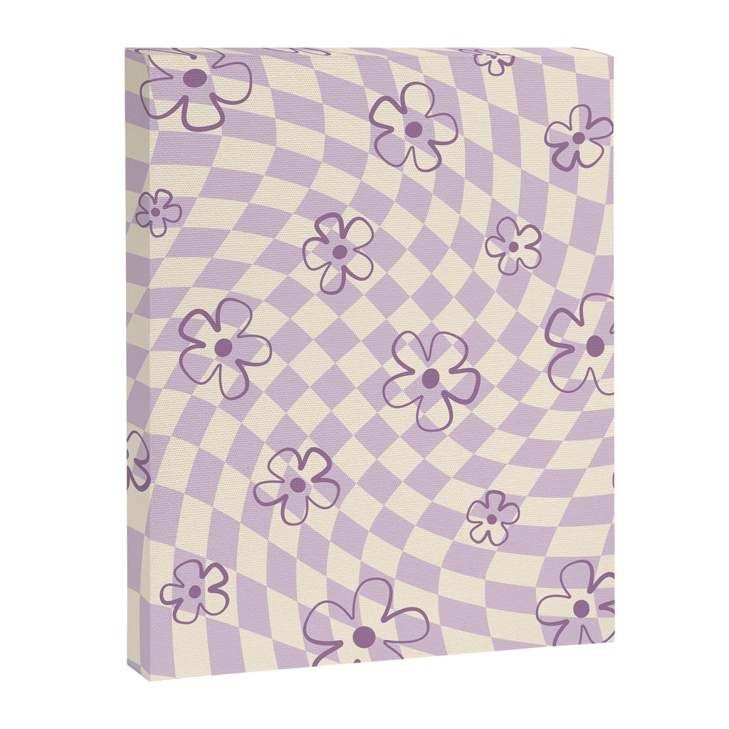Purple Checker Flower Swirl Warp Canvas Print Gallery Image 6