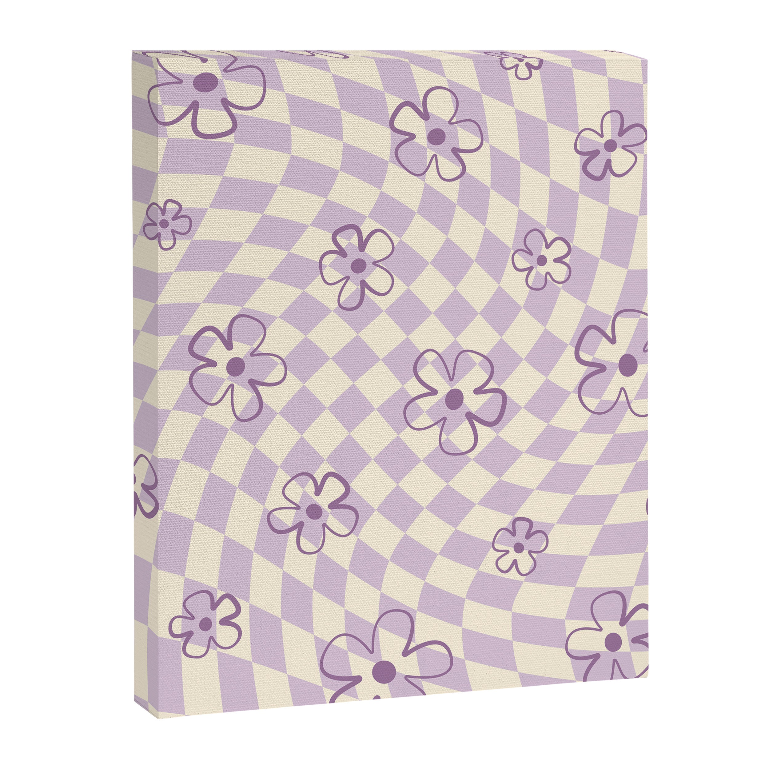 Purple Checker Flower Swirl Warp Canvas Print Gallery Image 6