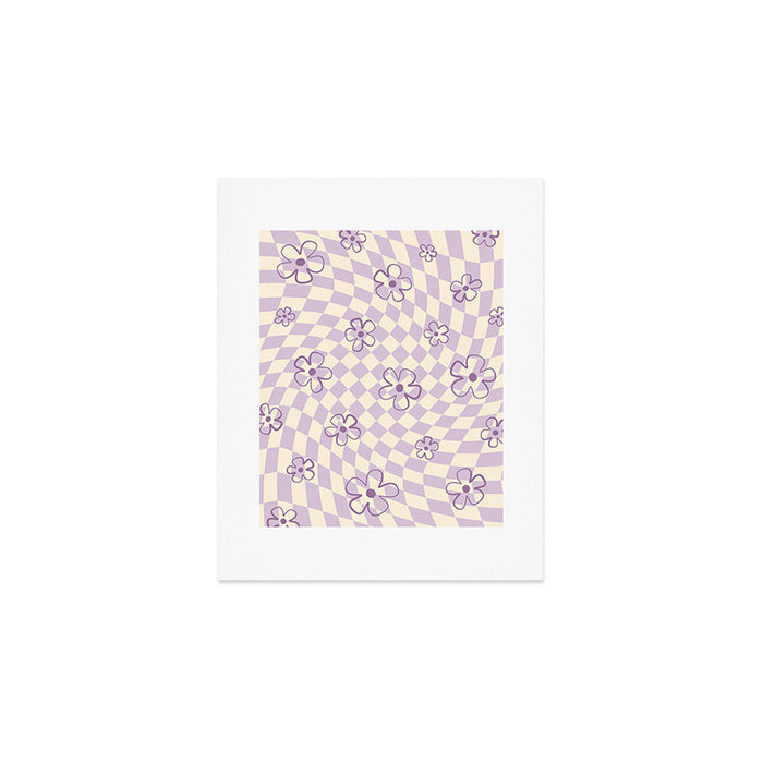 Purple Checker Flower Swirl Warp Art Print Gallery Image 1