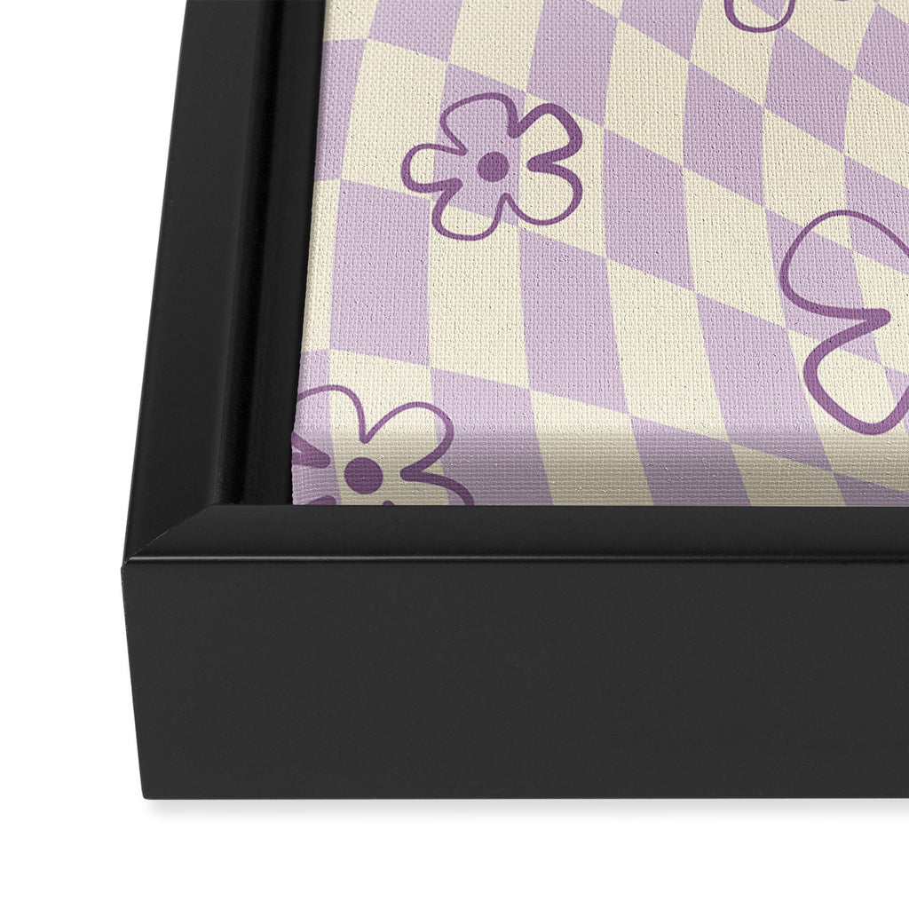 Purple Checker Flower Swirl Warp Framed Canvas Print Gallery Image 3