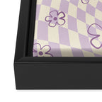 Purple Checker Flower Swirl Warp Framed Canvas Print Gallery Image 3