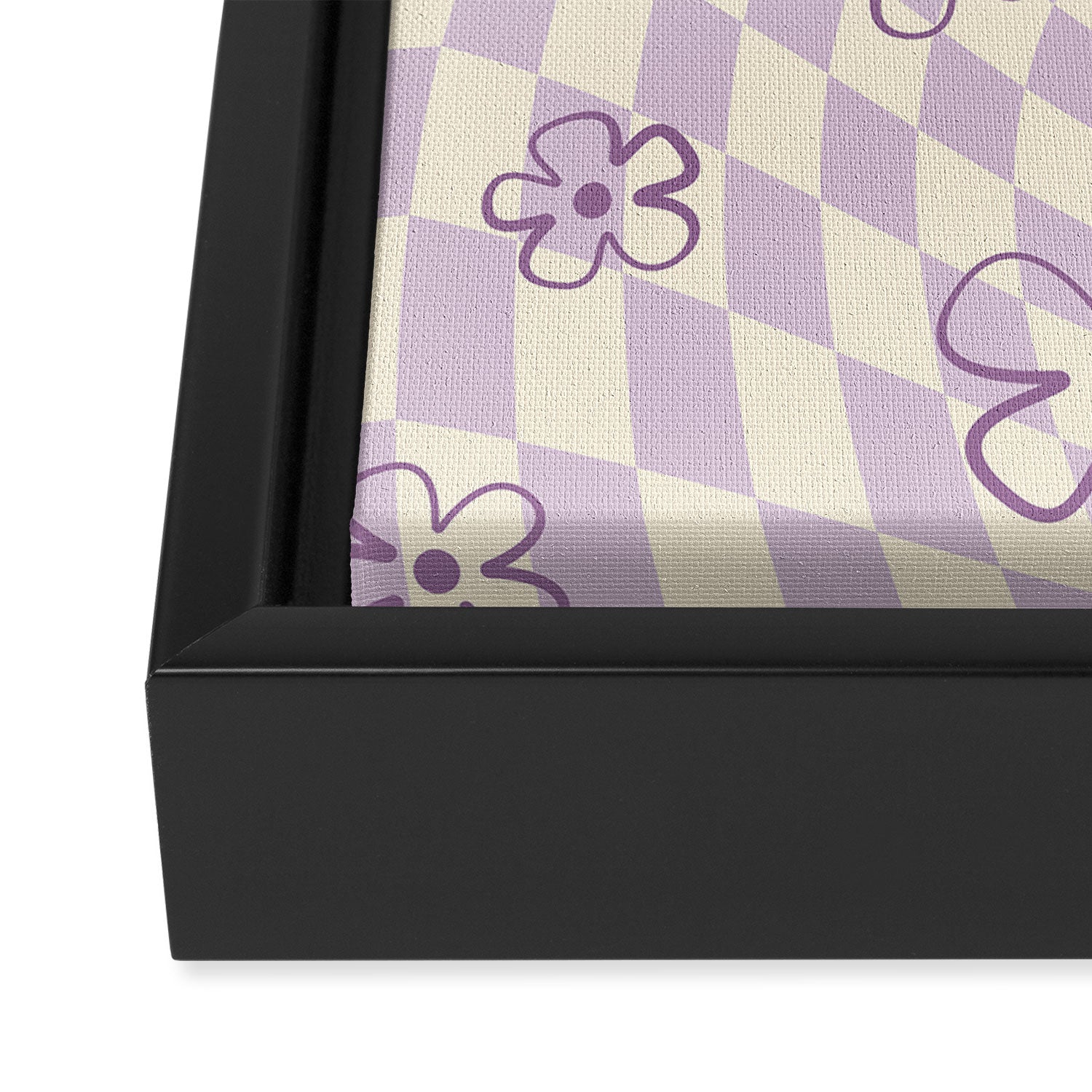 Purple Checker Flower Swirl Warp Framed Canvas Print Gallery Image 3