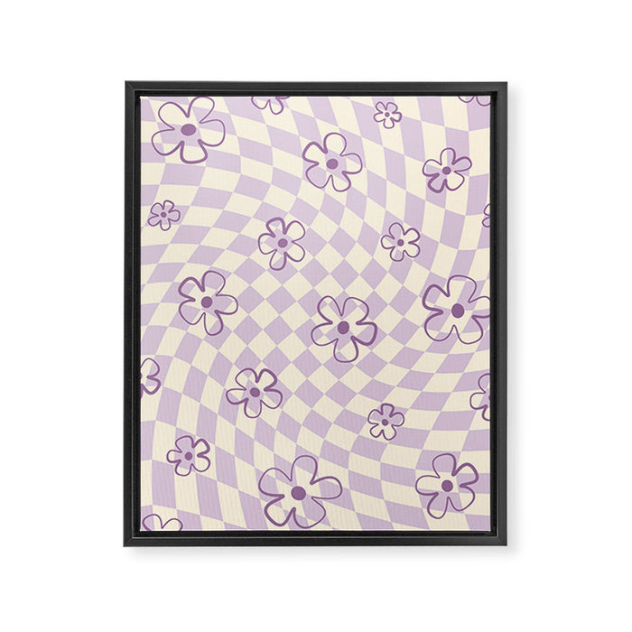 Purple Checker Flower Swirl Warp Framed Canvas Print Gallery Image 1