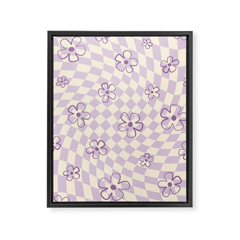 Purple Checker Flower Swirl Warp Framed Canvas Print Gallery Image 6
