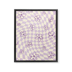 Purple Checker Flower Swirl Warp Framed Canvas Print Gallery Image 6