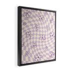 Purple Checker Flower Swirl Warp Framed Canvas Print Gallery Image 2
