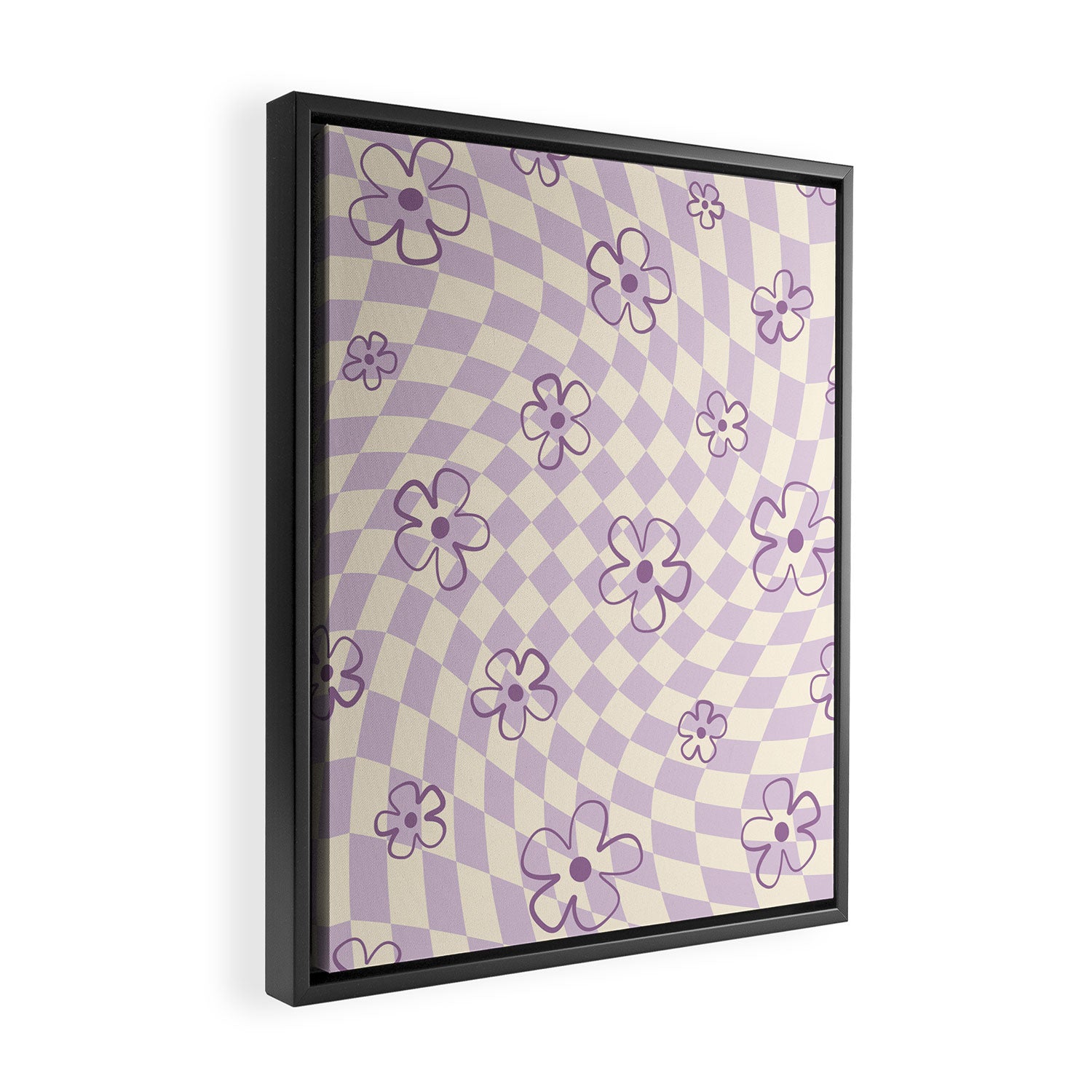 Purple Checker Flower Swirl Warp Framed Canvas Print Gallery Image 2