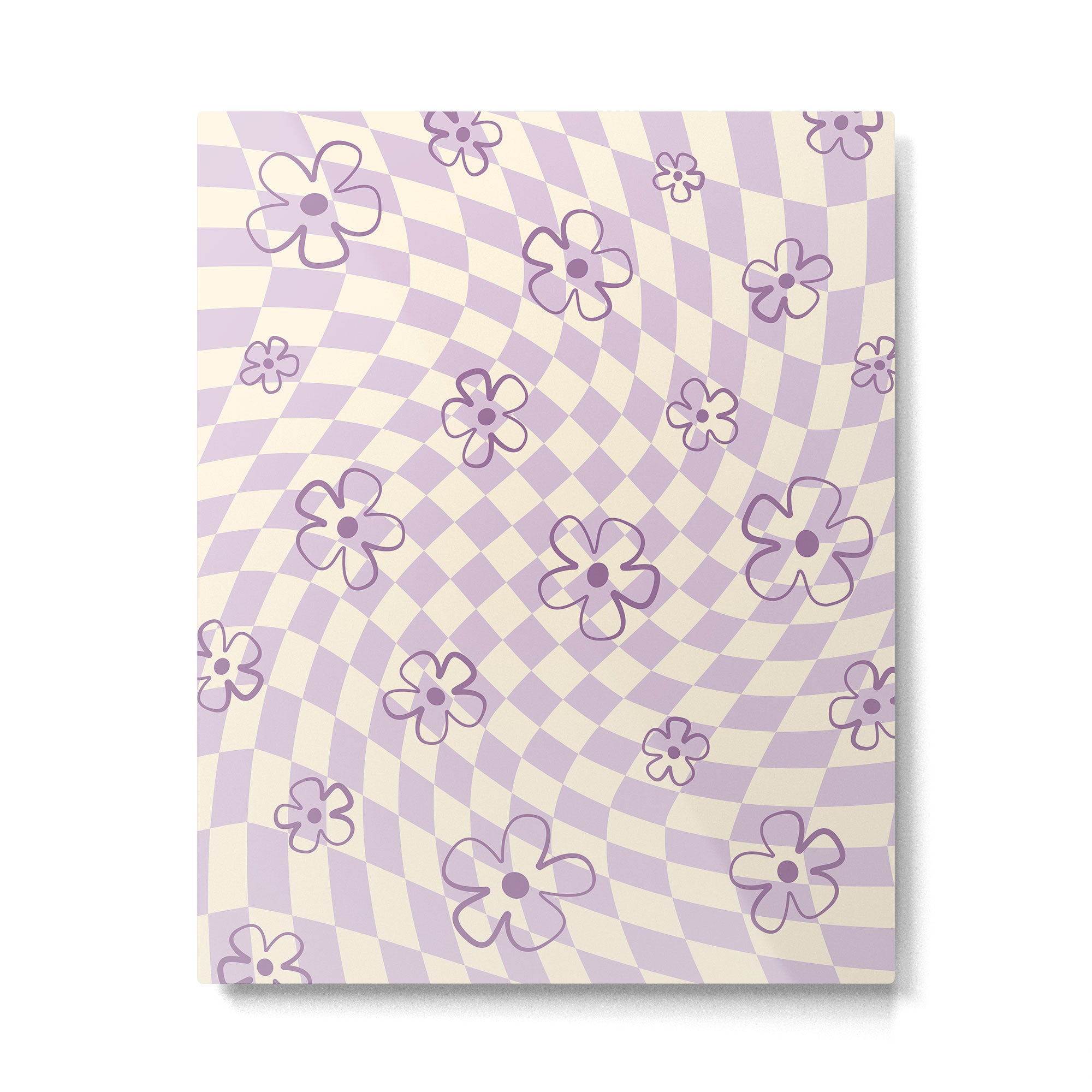 Purple Checker Flower Swirl Warp Metal Print Gallery Image 4