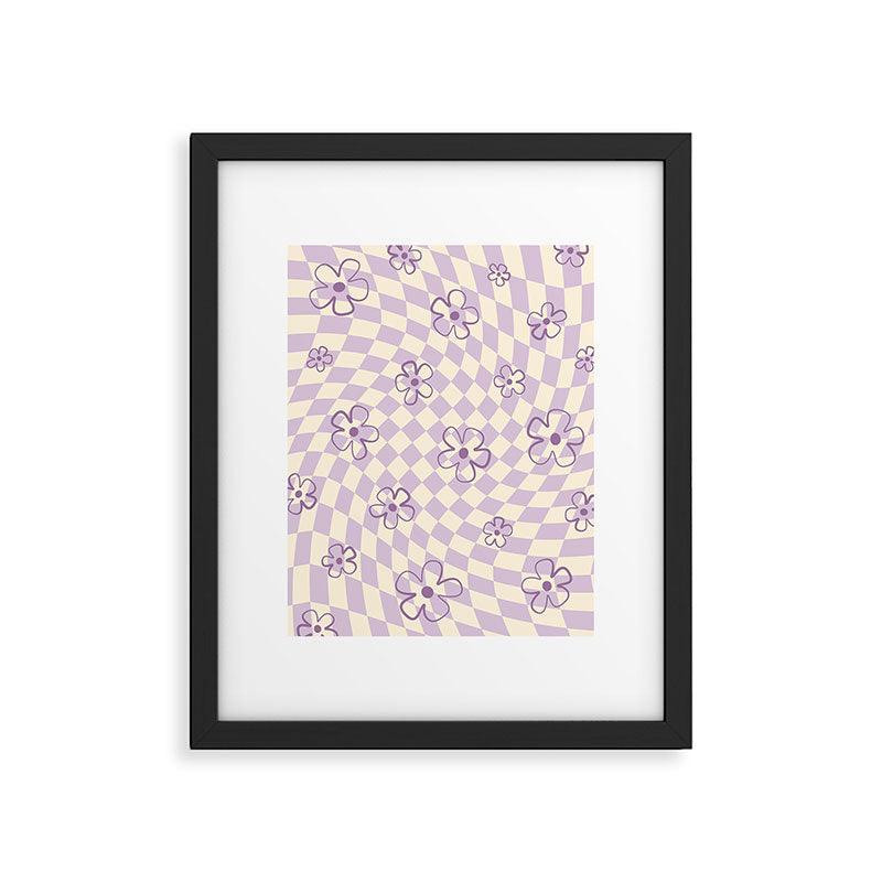 Purple Checker Flower Swirl Warp Framed Art Print Gallery Image 5