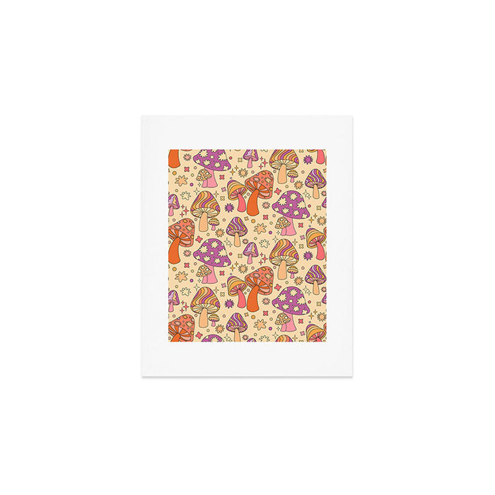 Purple & Orange Magic Mushrooms Art Print Gallery Image 1