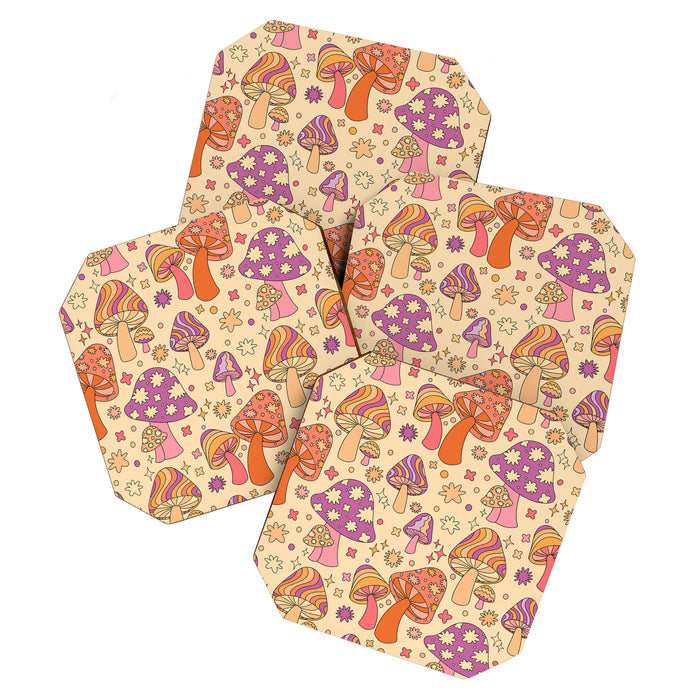 Purple & Orange Magic Mushrooms Coaster Gallery Image 1