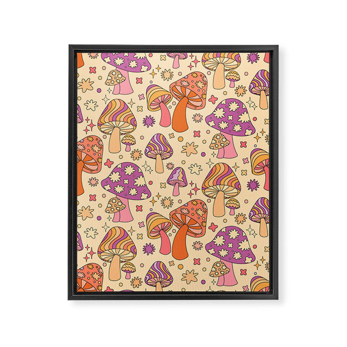 Purple & Orange Magic Mushrooms Framed Canvas Print Gallery Image 1