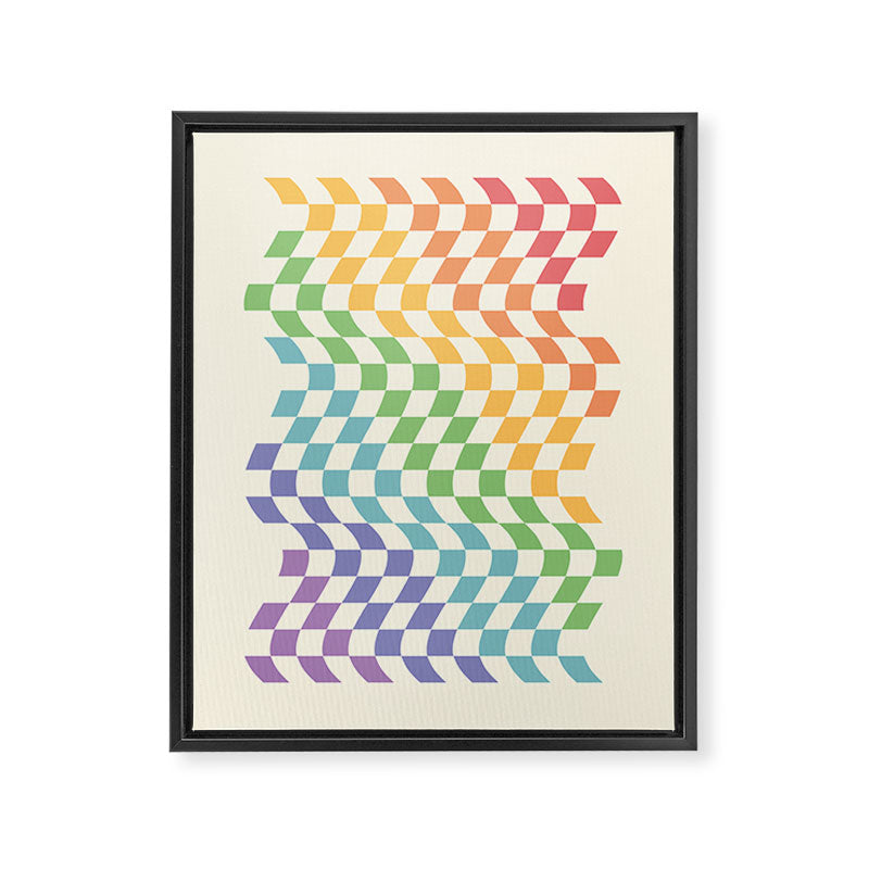 Rainbow Pride Wavy Check Framed Canvas Print Gallery Image 6