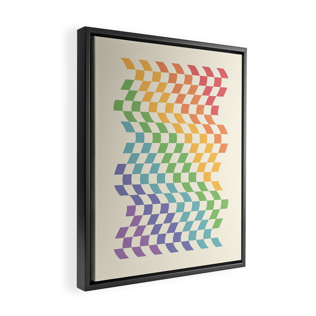 Rainbow Pride Wavy Check Framed Canvas Print Gallery Image 2