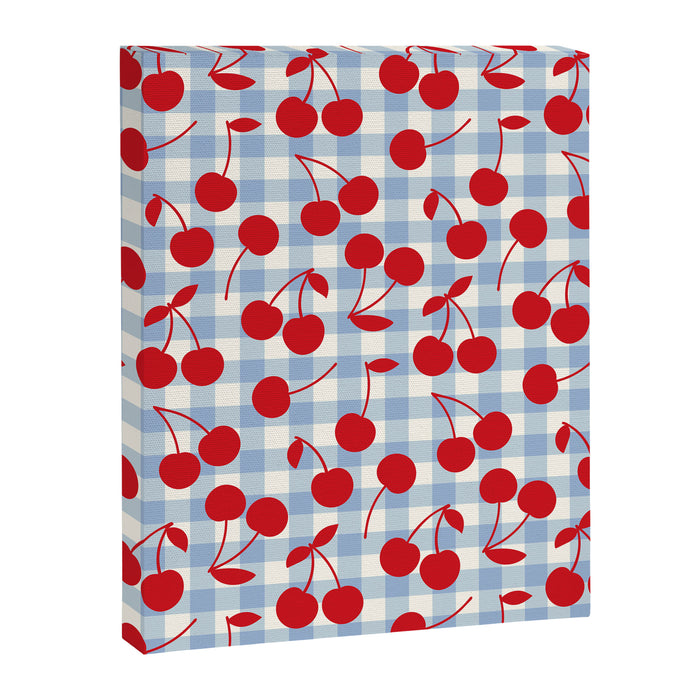 Red Cherries & Baby Blue Gingham Canvas Print Gallery Image 1