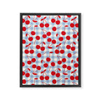 Red Cherries & Baby Blue Gingham Framed Canvas Print Gallery Image 6