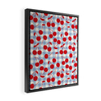 Red Cherries & Baby Blue Gingham Framed Canvas Print Gallery Image 2