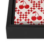 Red Cherries & Beige Checker Framed Canvas Print Gallery Image 3
