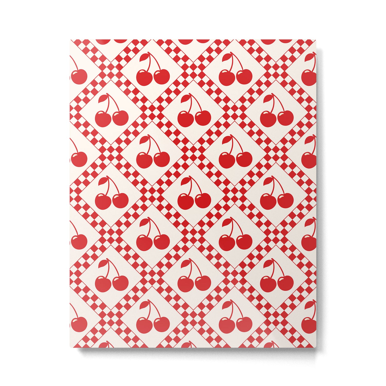 Red Cherries & Beige Checker Metal Print Gallery Image 4