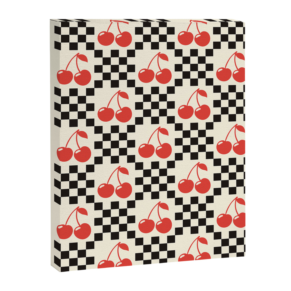 Red Cherries, Black & White Double Checker Canvas Print Gallery Image 6