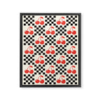 Red Cherries, Black & White Double Checker Framed Canvas Print Gallery Image 6