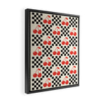 Red Cherries, Black & White Double Checker Framed Canvas Print Gallery Image 2