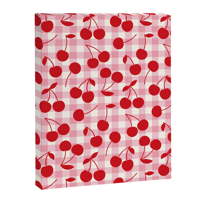 Red Cherries & Blush Pink Gingham Canvas Print Gallery Image 1